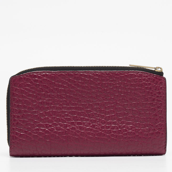 BURBERRY Burgundy Pebbled Leather Alvington Continental Wallet