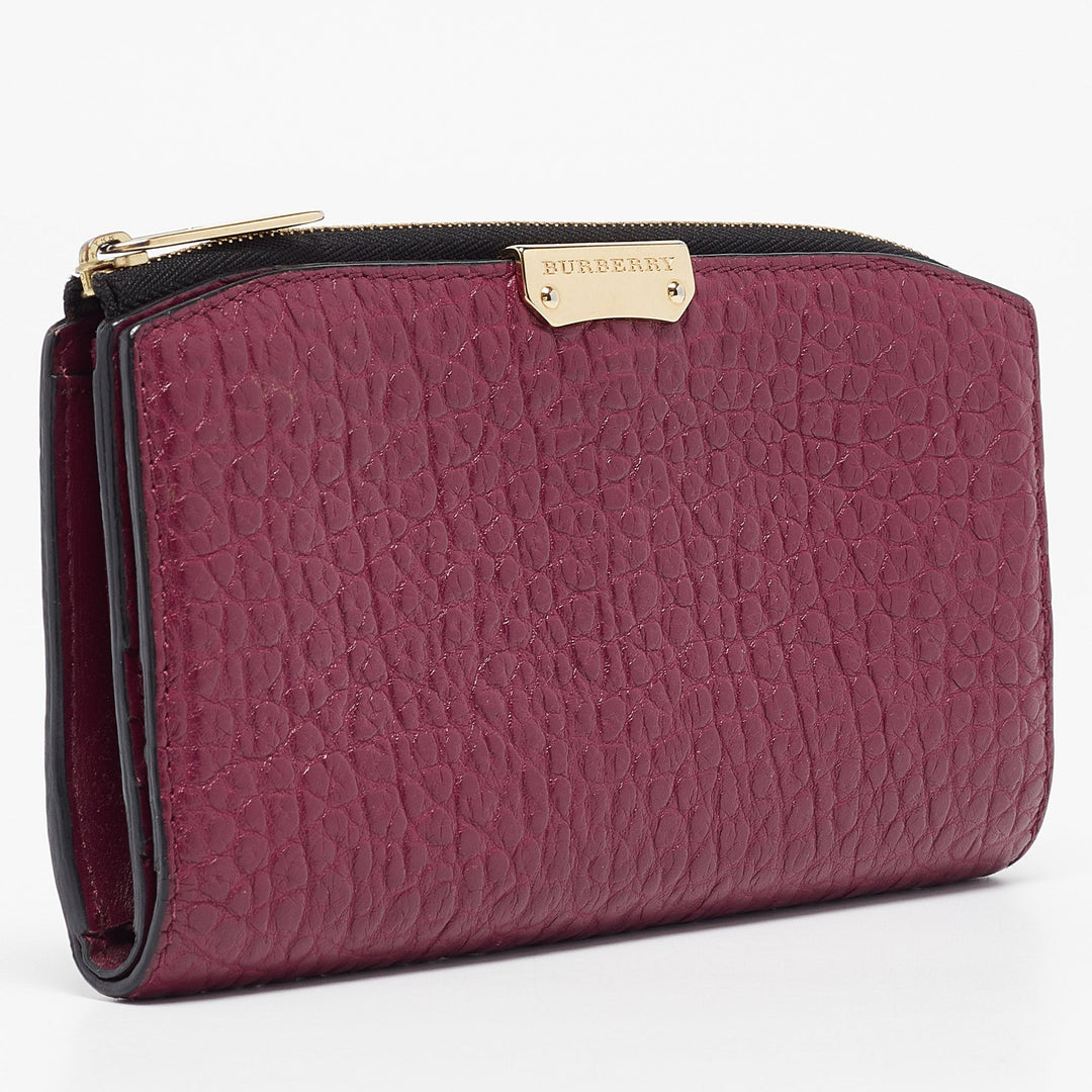 BURBERRY Burgundy Pebbled Leather Alvington Continental Wallet