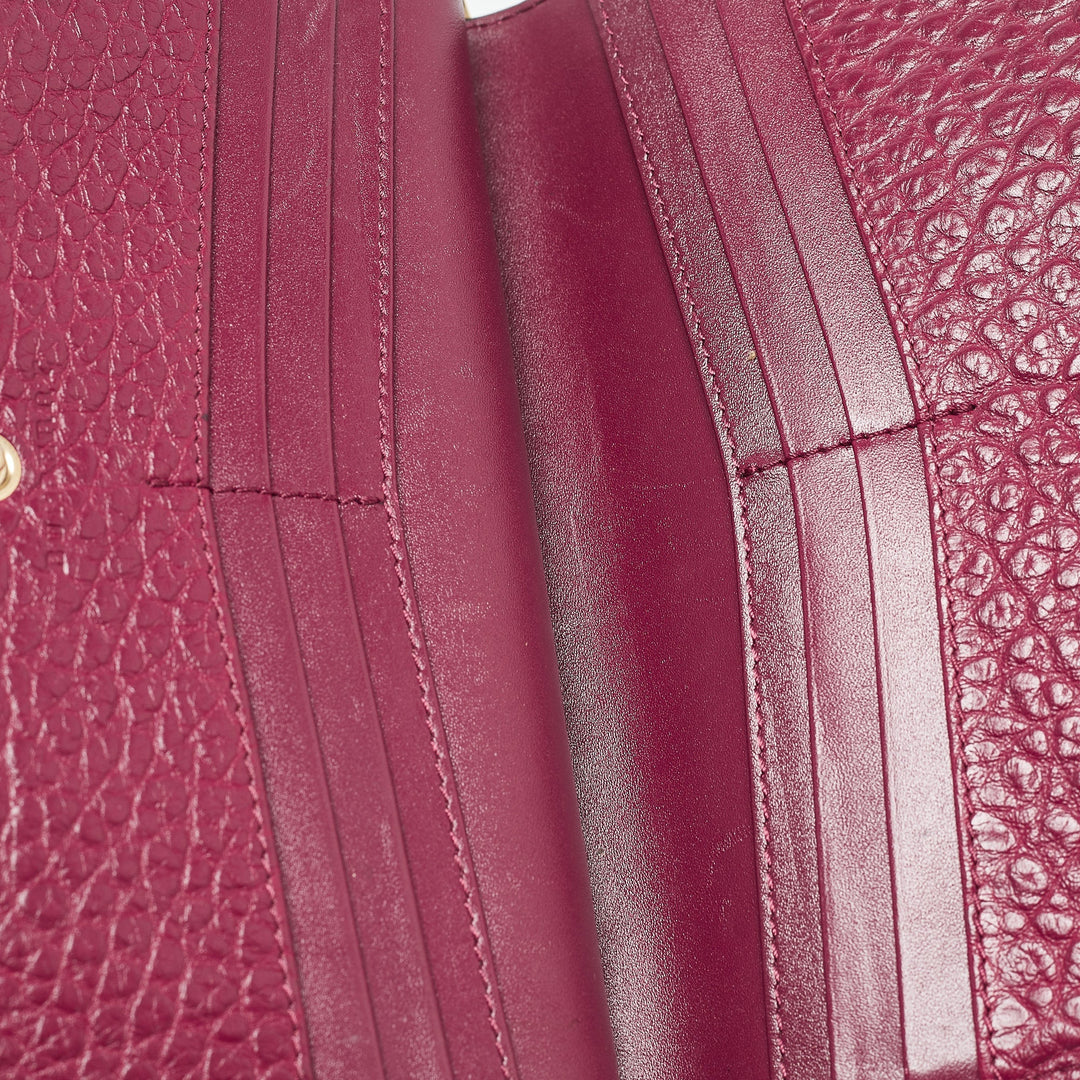 BURBERRY Burgundy Pebbled Leather Alvington Continental Wallet