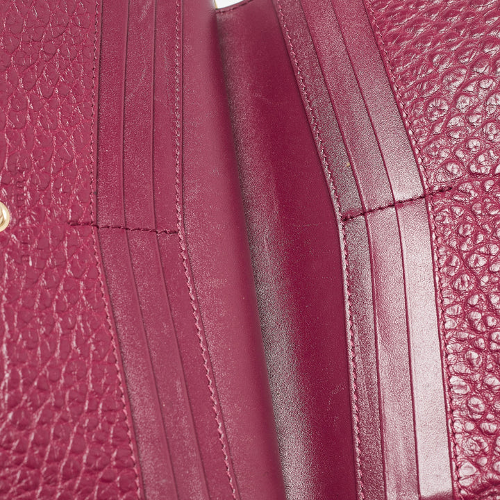 BURBERRY Burgundy Pebbled Leather Alvington Continental Wallet