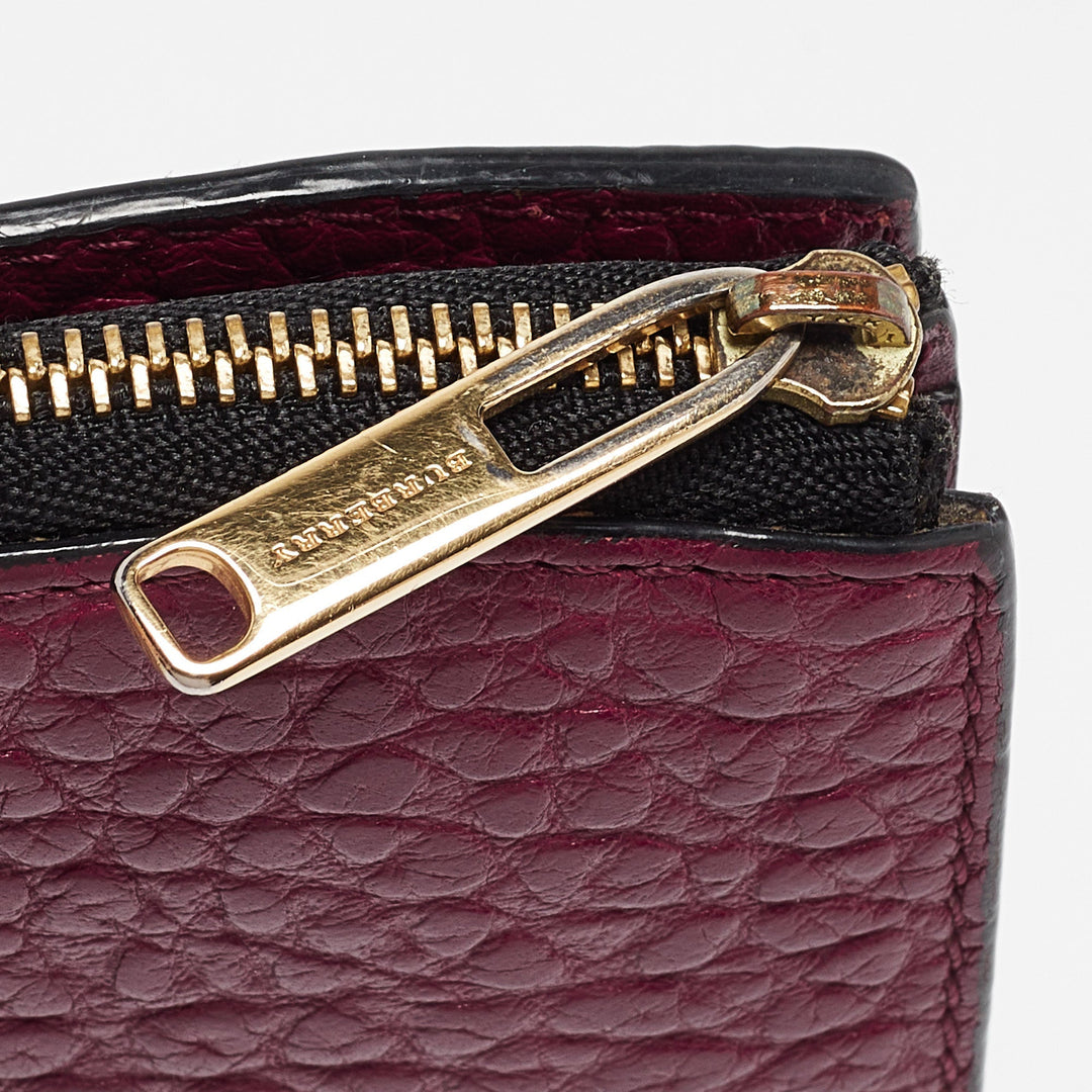 BURBERRY Burgundy Pebbled Leather Alvington Continental Wallet