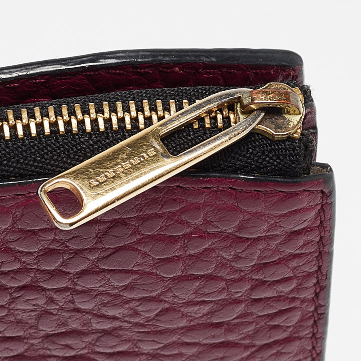 BURBERRY Burgundy Pebbled Leather Alvington Continental Wallet