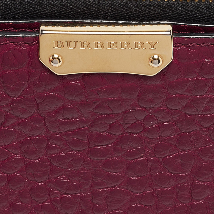 BURBERRY Burgundy Pebbled Leather Alvington Continental Wallet