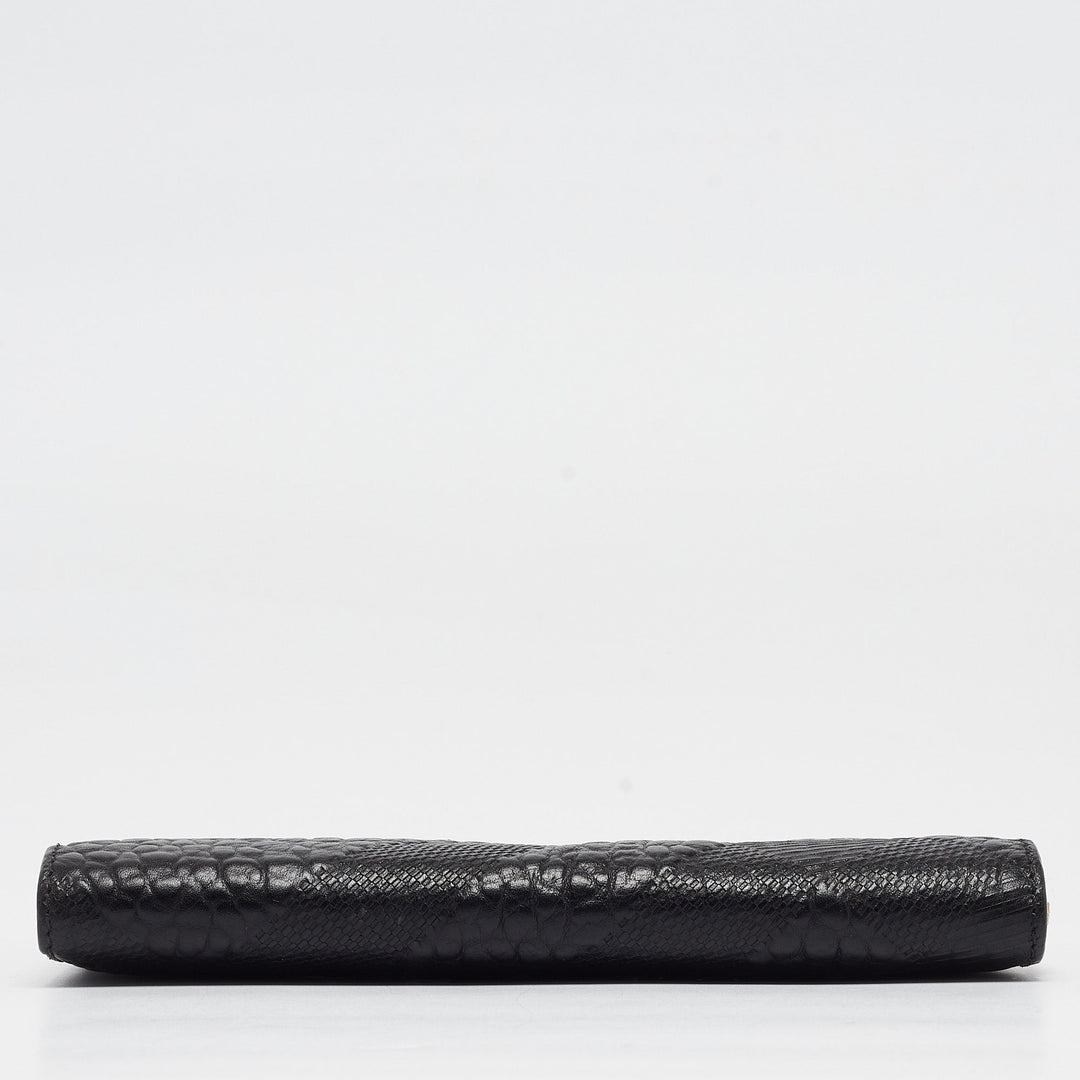 BURBERRY Black Pebbled Leather Alvington Continental Wallet