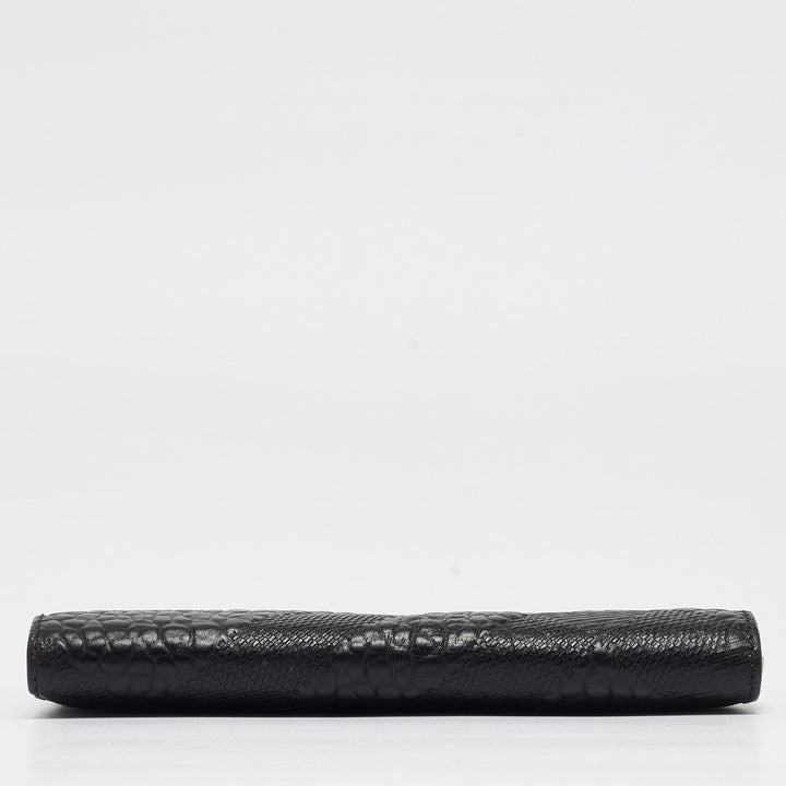 BURBERRY Black Pebbled Leather Alvington Continental Wallet