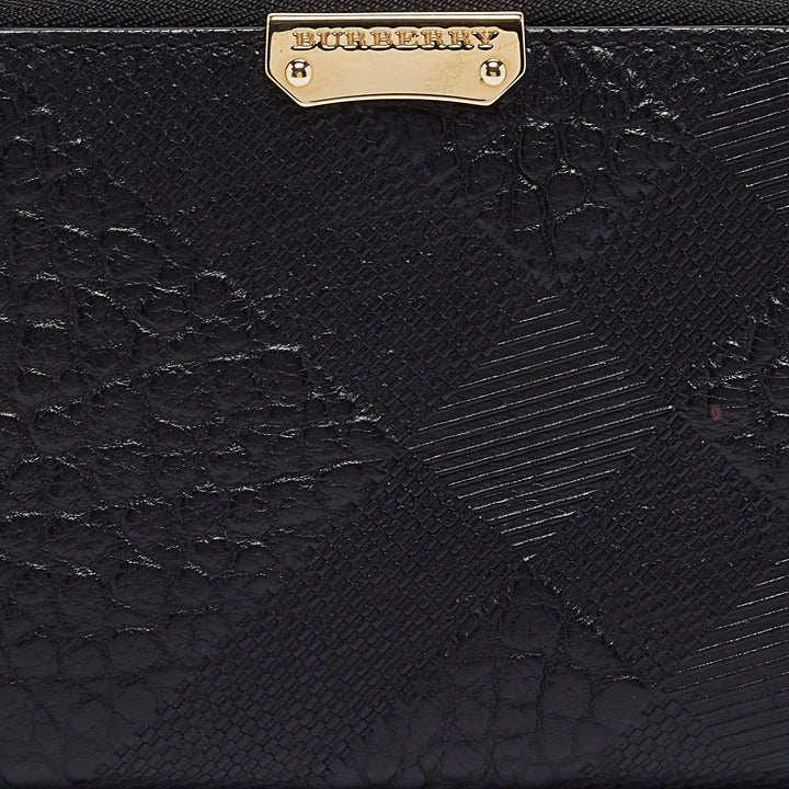 BURBERRY Black Pebbled Leather Alvington Continental Wallet