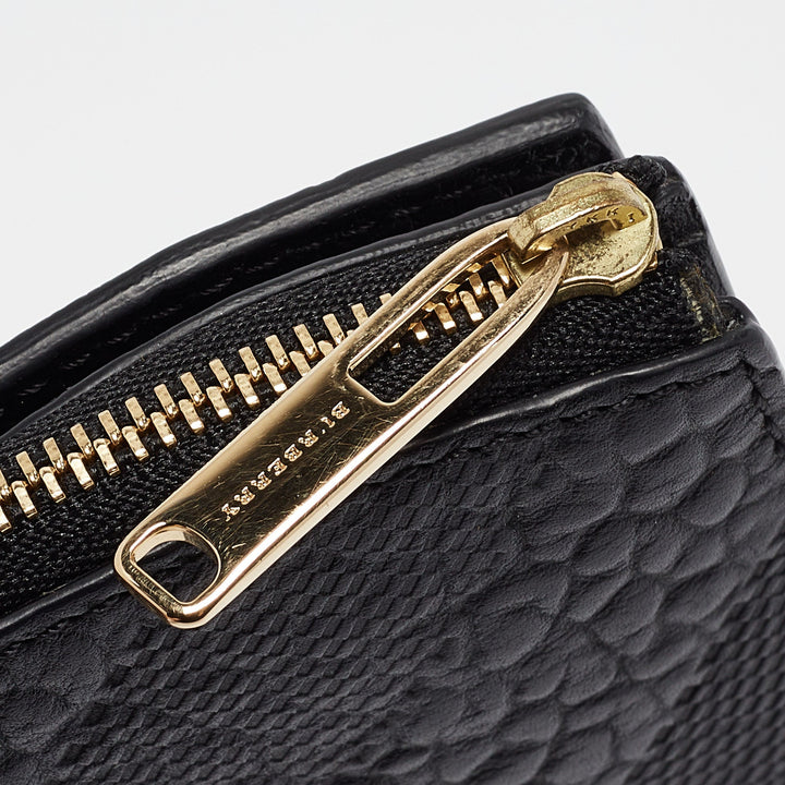 BURBERRY Black Pebbled Leather Alvington Continental Wallet
