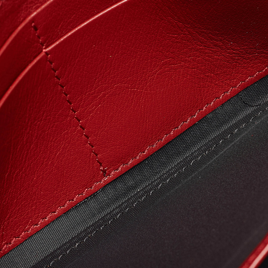 BURBERRY Red/Beige House Check Fabric and Leather Flap Continental Wallet