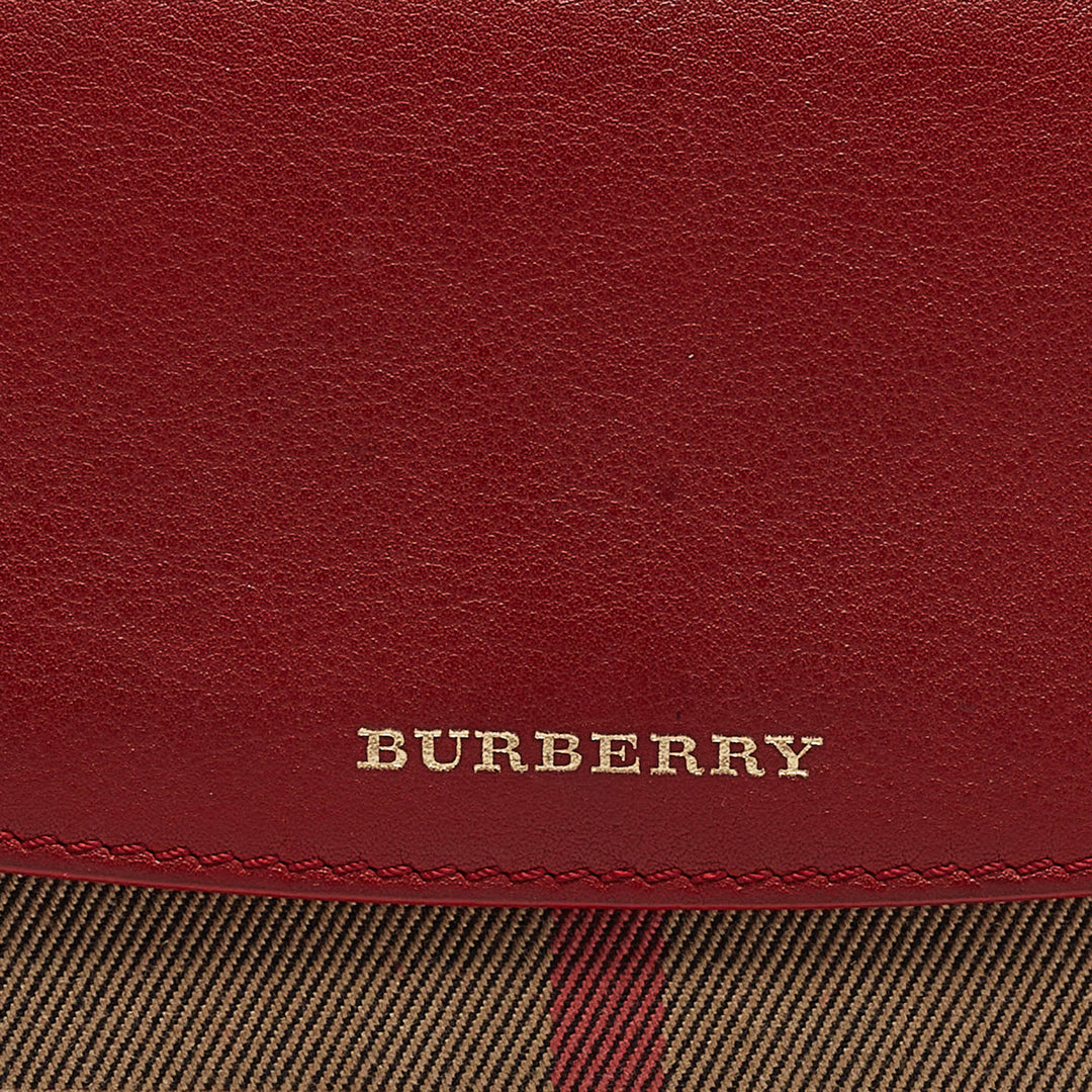 BURBERRY Red/Beige House Check Fabric and Leather Flap Continental Wallet