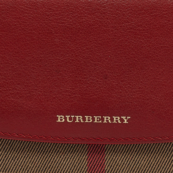 BURBERRY Red/Beige House Check Fabric and Leather Flap Continental Wallet