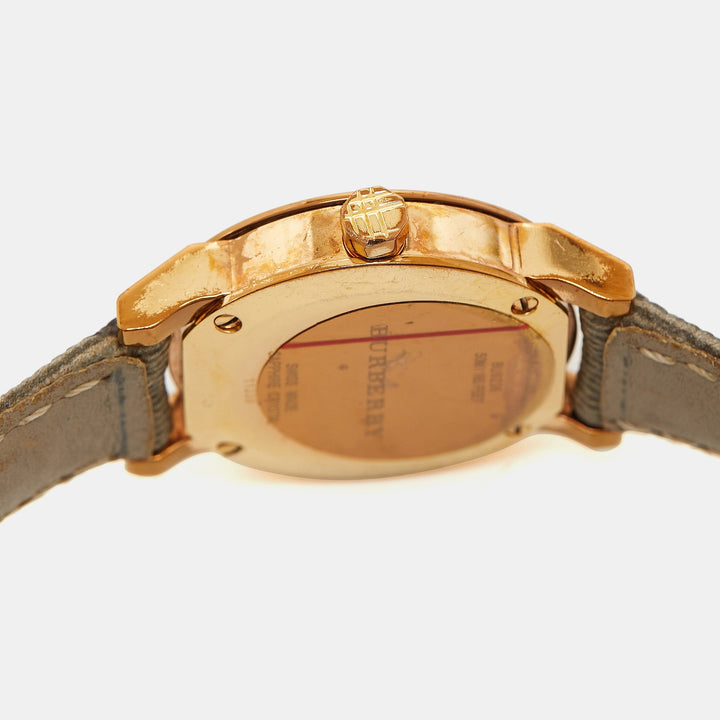 Burberry Rose Gold PVD Coated Stainless Steel Canvas Leather The City BU9236 Women's Wristwatch 26 mm
