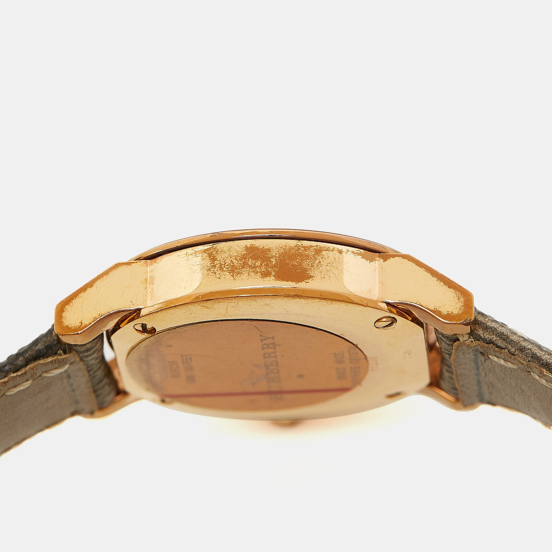 Burberry Rose Gold PVD Coated Stainless Steel Canvas Leather The City BU9236 Women's Wristwatch 26 mm