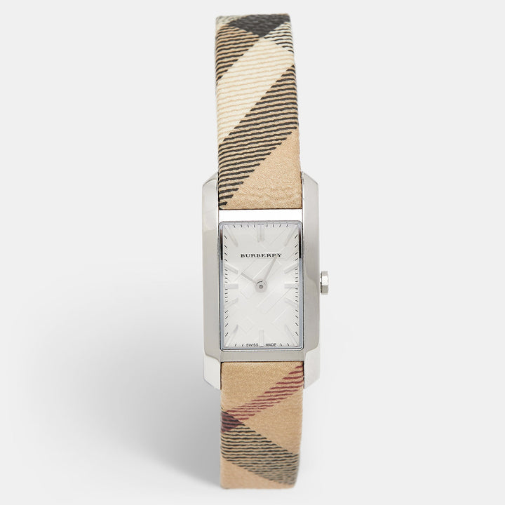 BURBERRY Silver Stainless Steel Leather The Pioneer BU9508 Women's Wristwatch 20 mm
