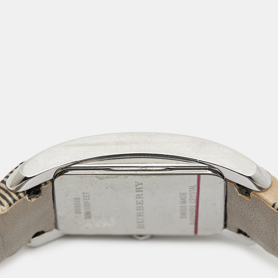 BURBERRY Silver Stainless Steel Leather The Pioneer BU9508 Women's Wristwatch 20 mm