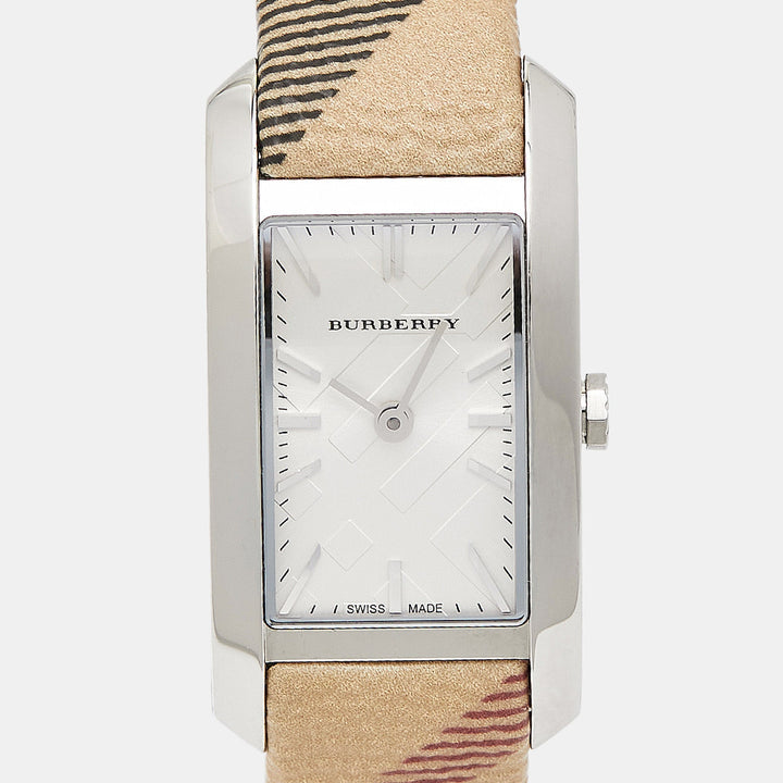 BURBERRY Silver Stainless Steel Leather The Pioneer BU9508 Women's Wristwatch 20 mm