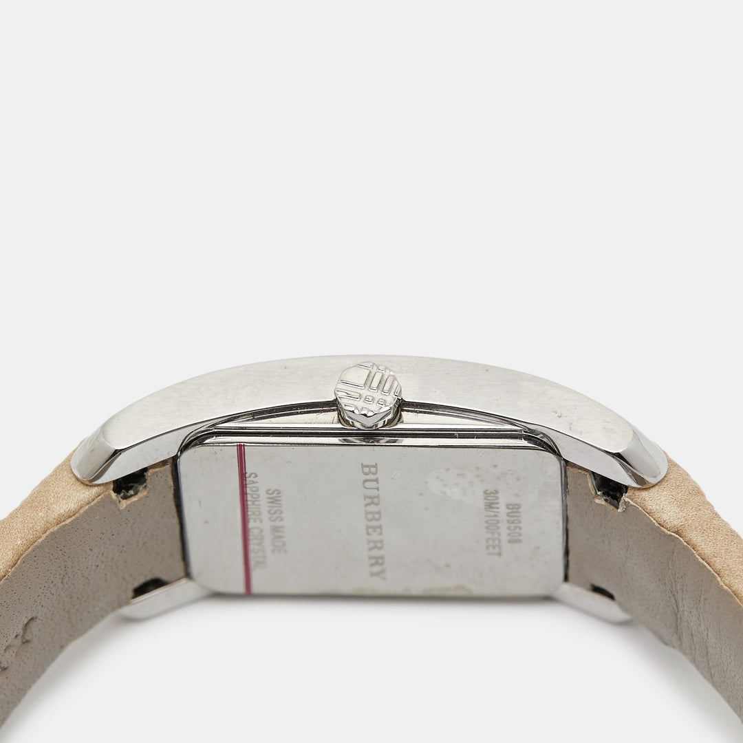 BURBERRY Silver Stainless Steel Leather The Pioneer BU9508 Women's Wristwatch 20 mm
