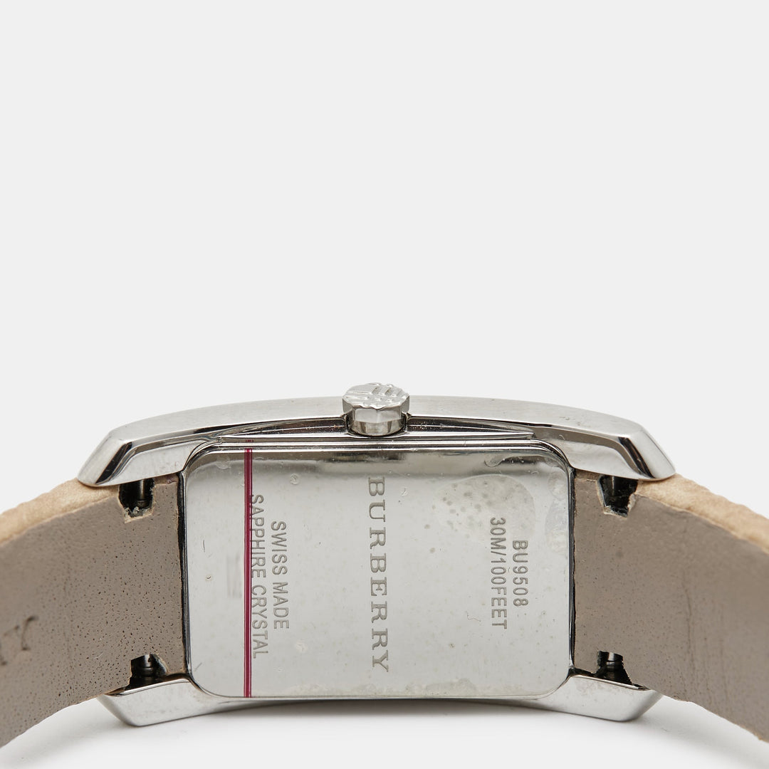 BURBERRY Silver Stainless Steel Leather The Pioneer BU9508 Women's Wristwatch 20 mm