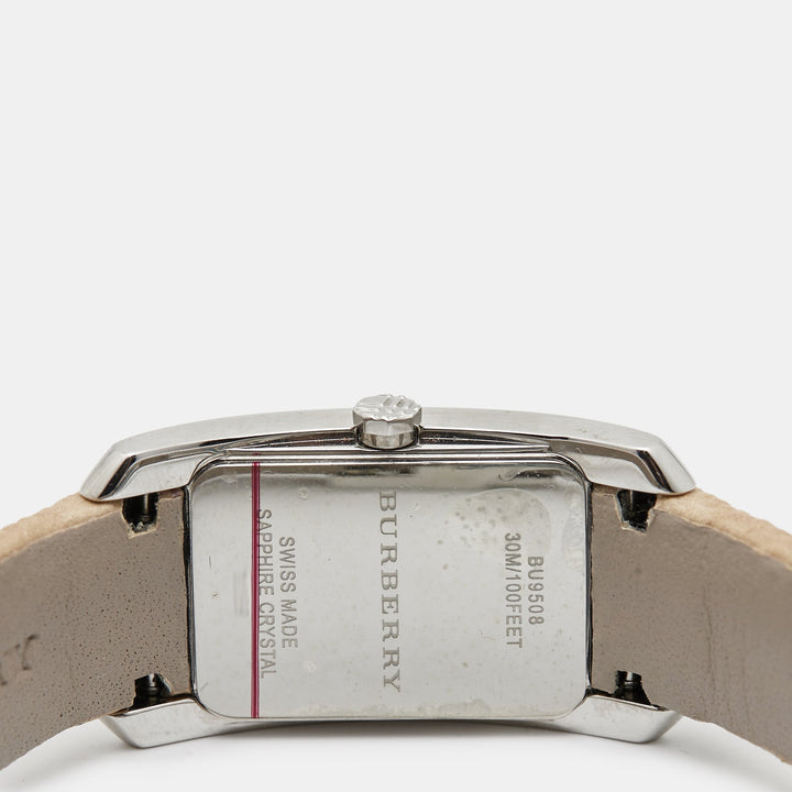 BURBERRY Silver Stainless Steel Leather The Pioneer BU9508 Women's Wristwatch 20 mm