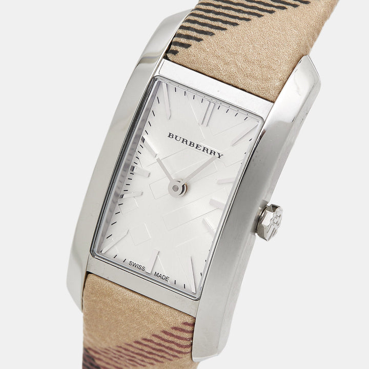 BURBERRY Silver Stainless Steel Leather The Pioneer BU9508 Women's Wristwatch 20 mm