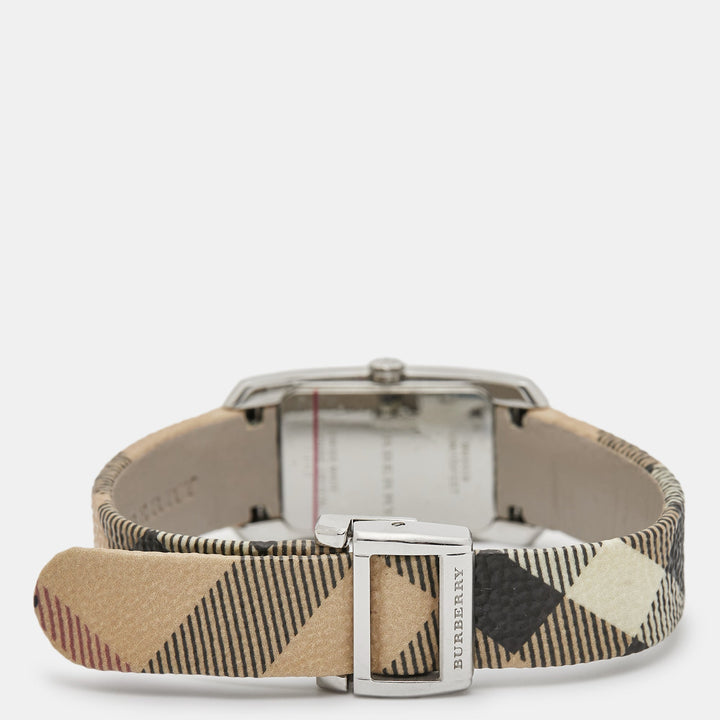BURBERRY Silver Stainless Steel Leather The Pioneer BU9508 Women's Wristwatch 20 mm