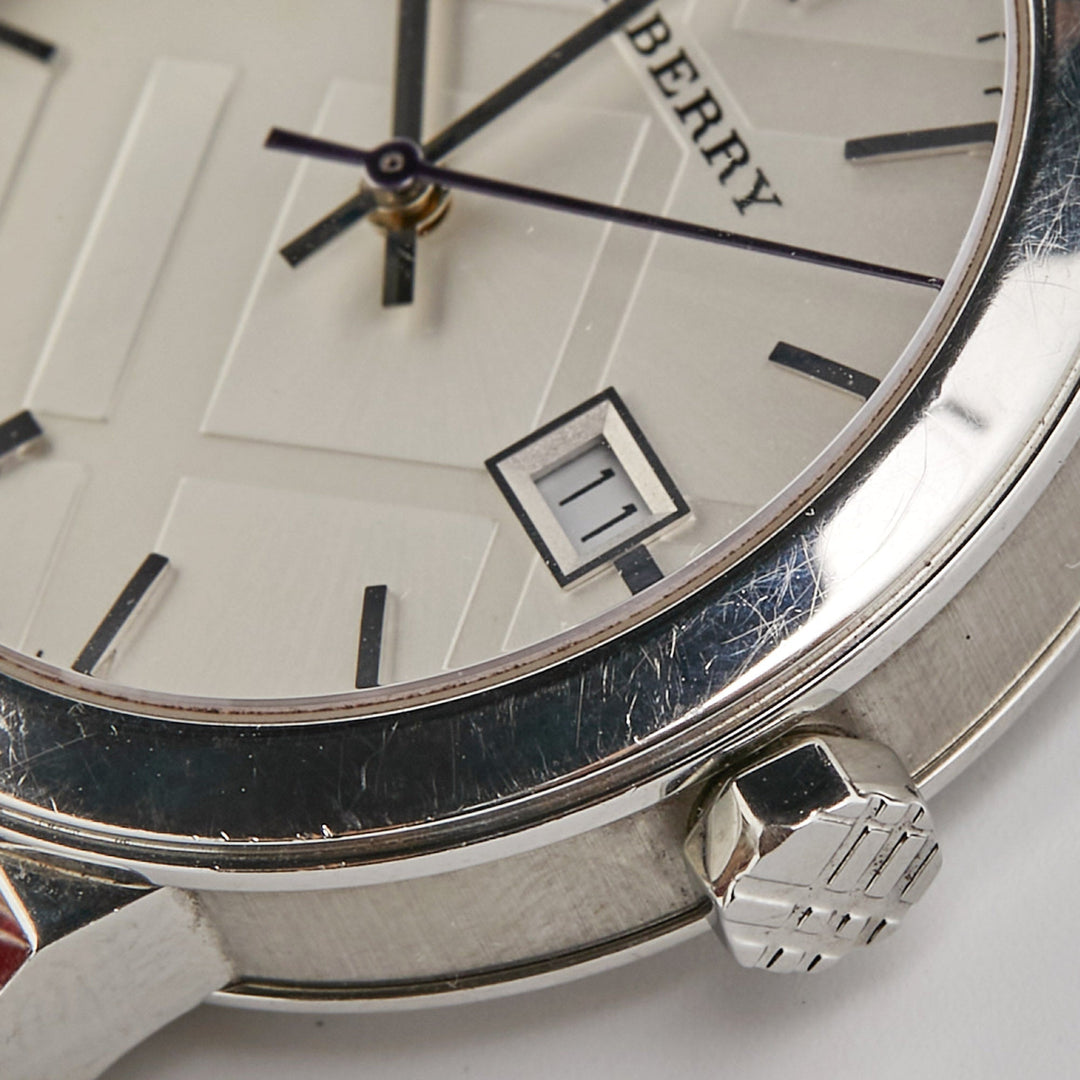 BURBERRY Silver Stainless Steel Leather The City BU9122 Women's Wristwatch 35 mm