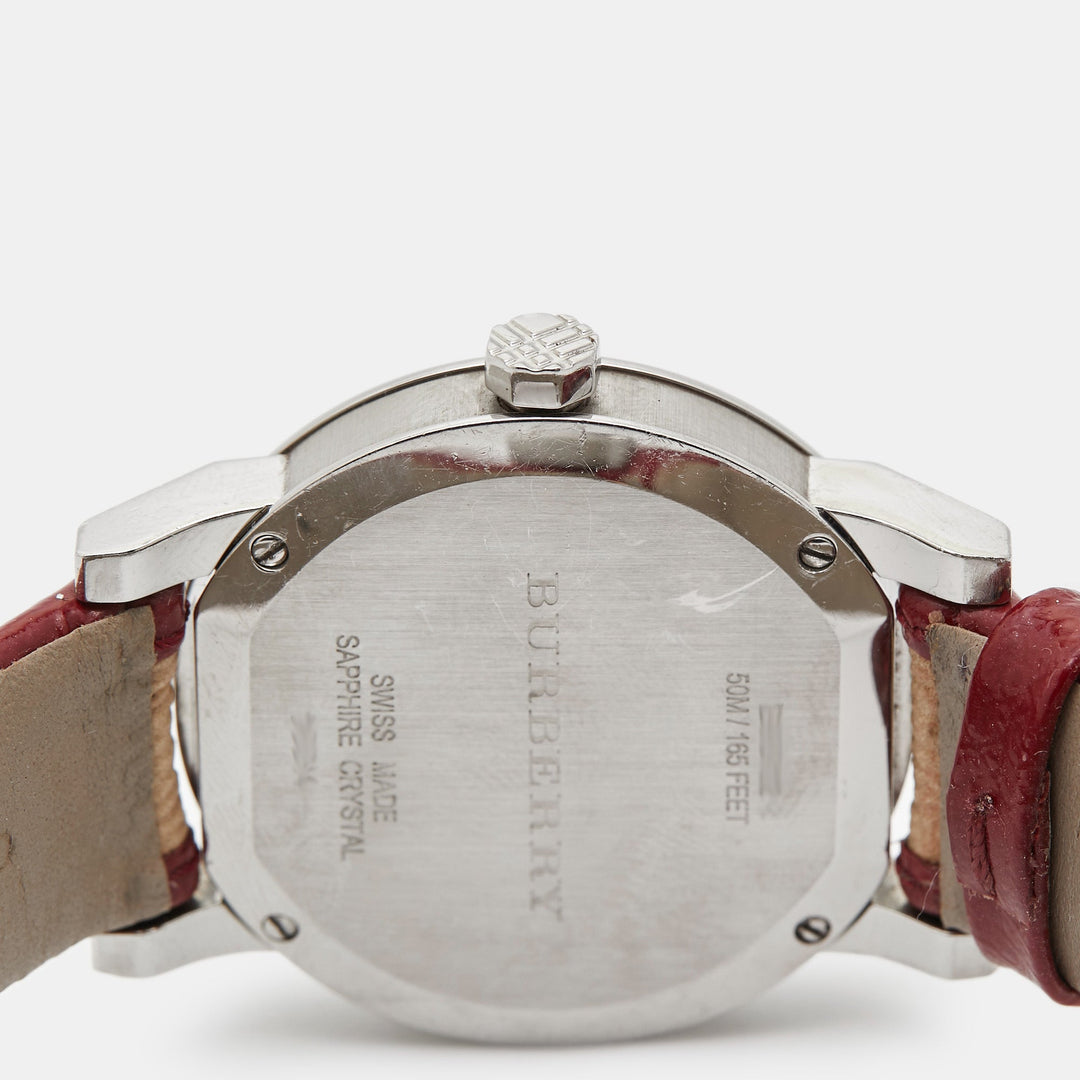 BURBERRY Silver Stainless Steel Leather The City BU9122 Women's Wristwatch 35 mm