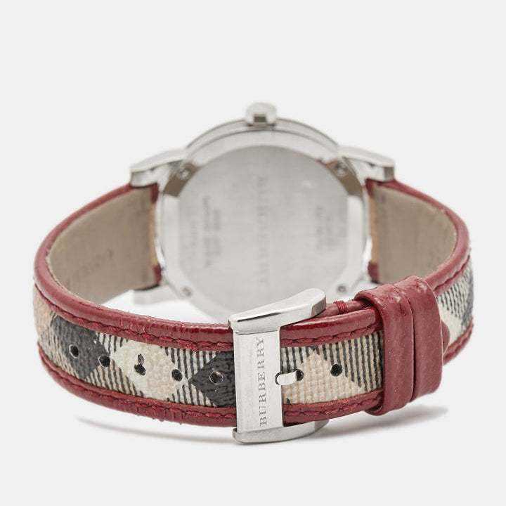 BURBERRY Silver Stainless Steel Leather The City BU9122 Women's Wristwatch 35 mm