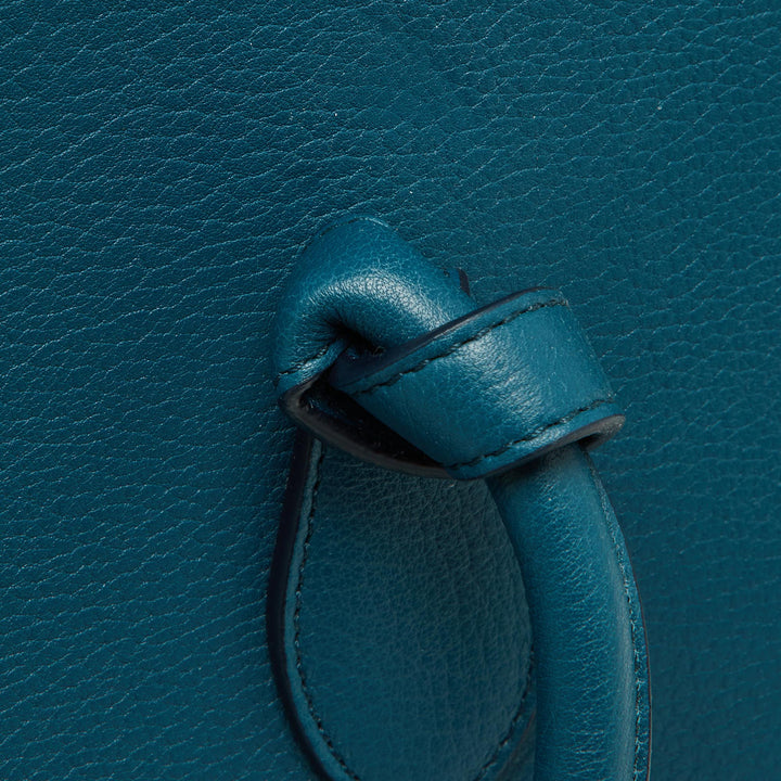 Celine Teal Blue Leather Small Tie Tote