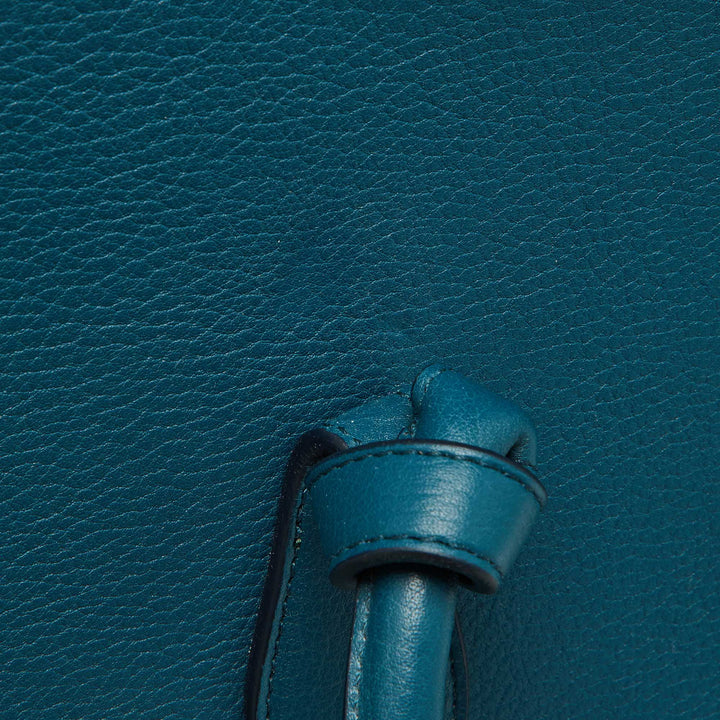 Celine Teal Blue Leather Small Tie Tote