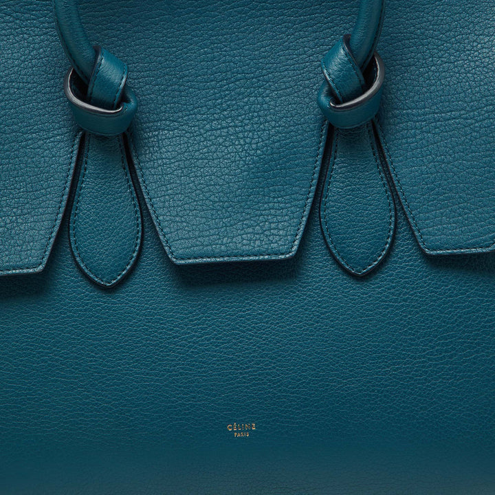 Celine Teal Blue Leather Small Tie Tote