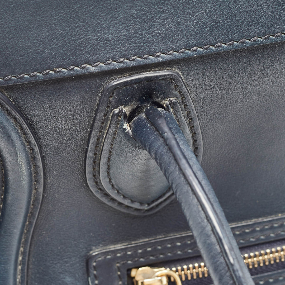 Celine Navy Blue Leather Micro Luggage Tote