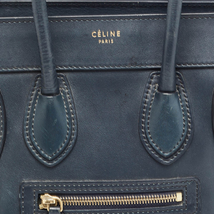 Celine Navy Blue Leather Micro Luggage Tote