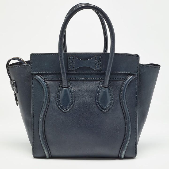 Celine Navy Blue Leather Micro Luggage Tote
