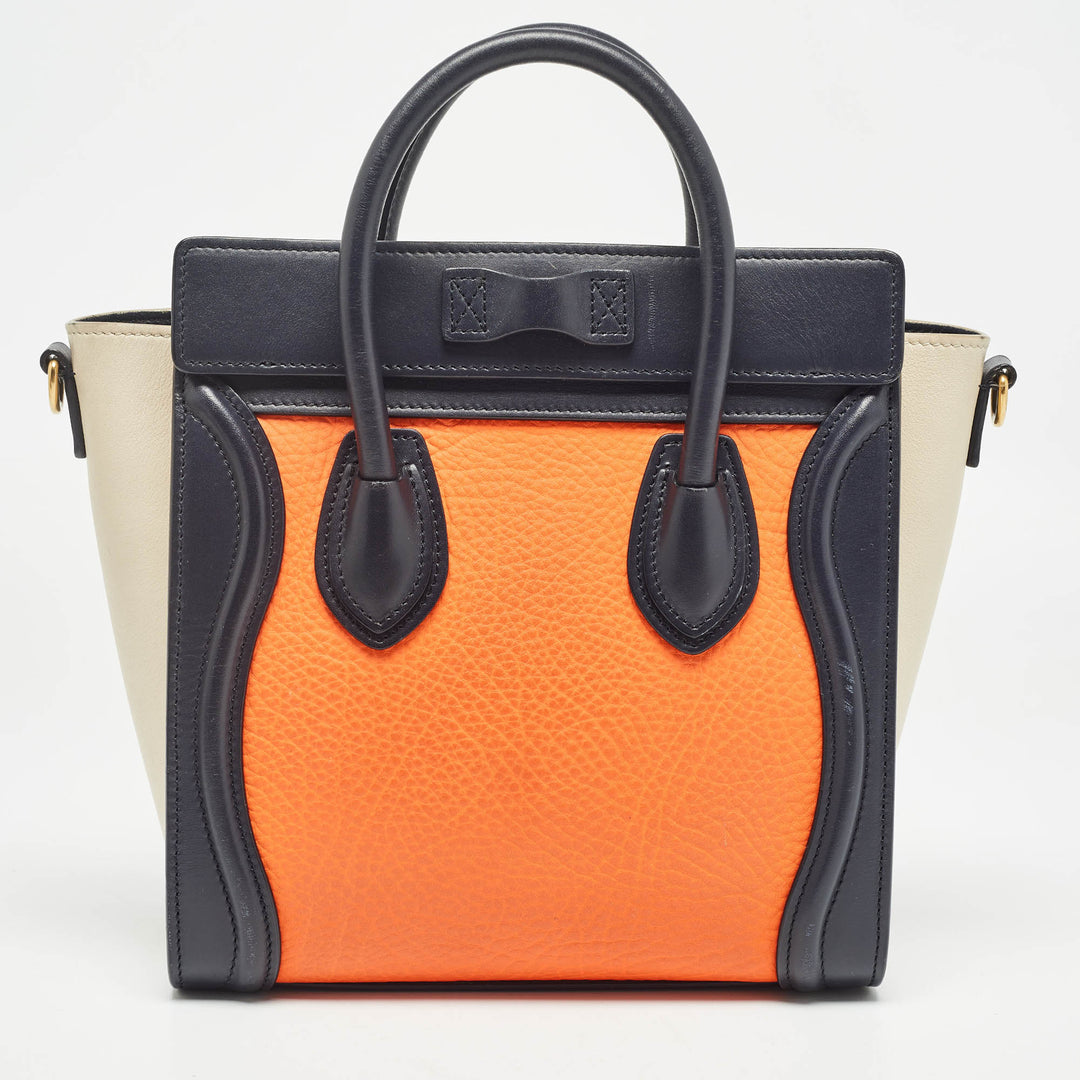 Celine Tricolor Leather Nano Luggage Tote
