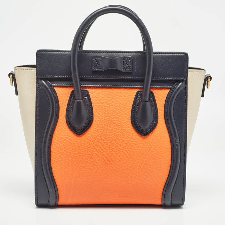 Celine Tricolor Leather Nano Luggage Tote