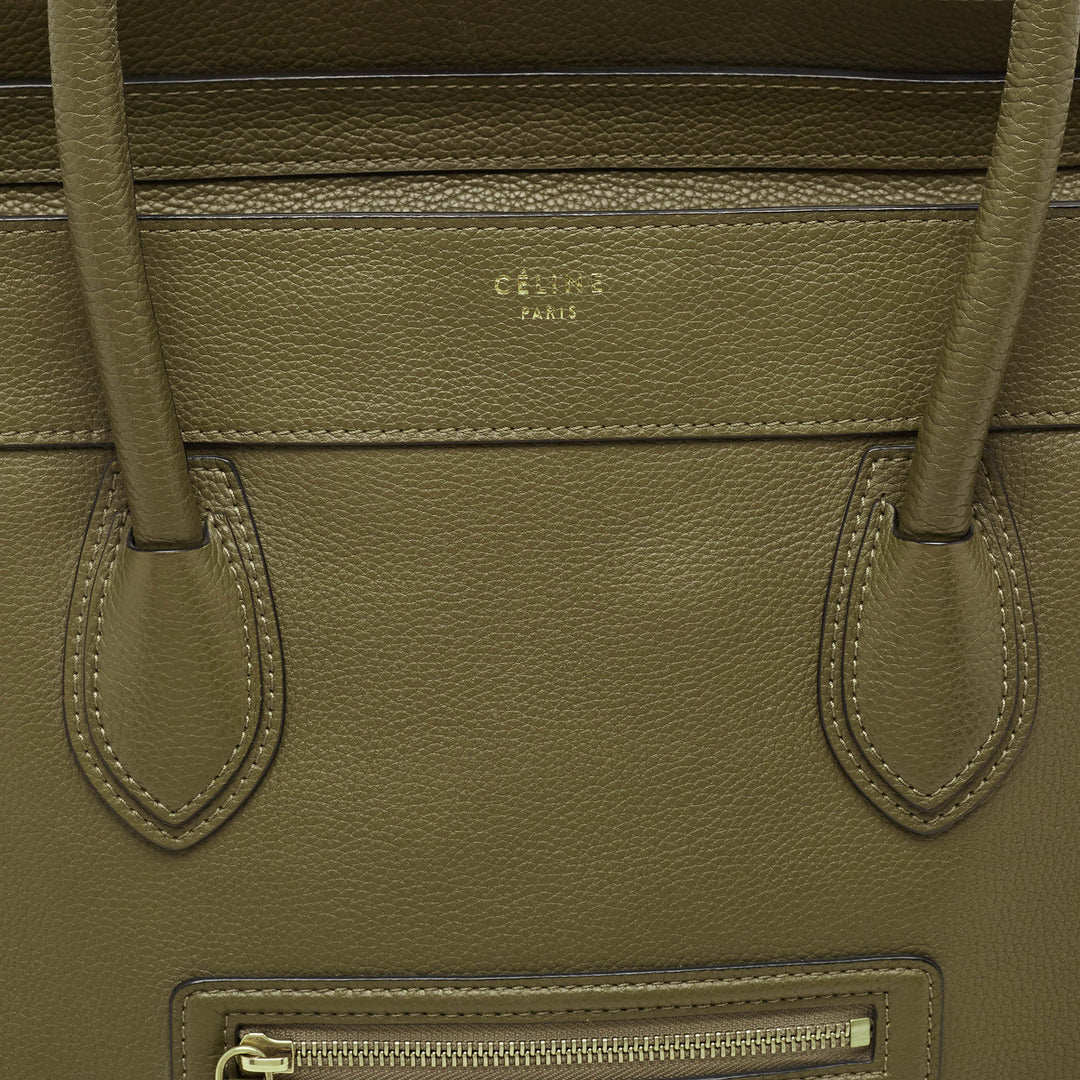 Celine Olive Green Leather Shoulder Luggage Tote