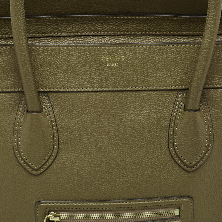 Celine Olive Green Leather Shoulder Luggage Tote