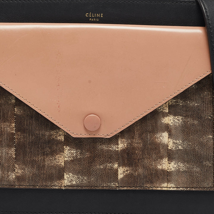 Celine Multicolor Leather and Watersnake Pocket Envelope Shoulder Bag