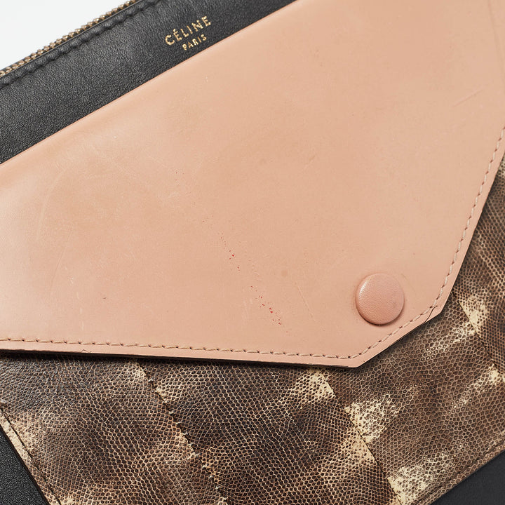 Celine Multicolor Leather and Watersnake Pocket Envelope Shoulder Bag