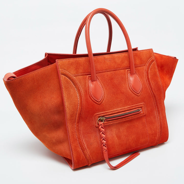 Celine Orange Nubuck and Leather Mini Luggage Tote
