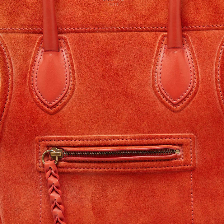 Celine Orange Nubuck and Leather Mini Luggage Tote
