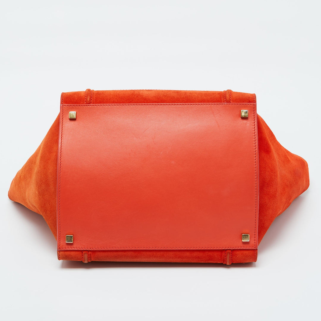 Celine Orange Nubuck and Leather Mini Luggage Tote