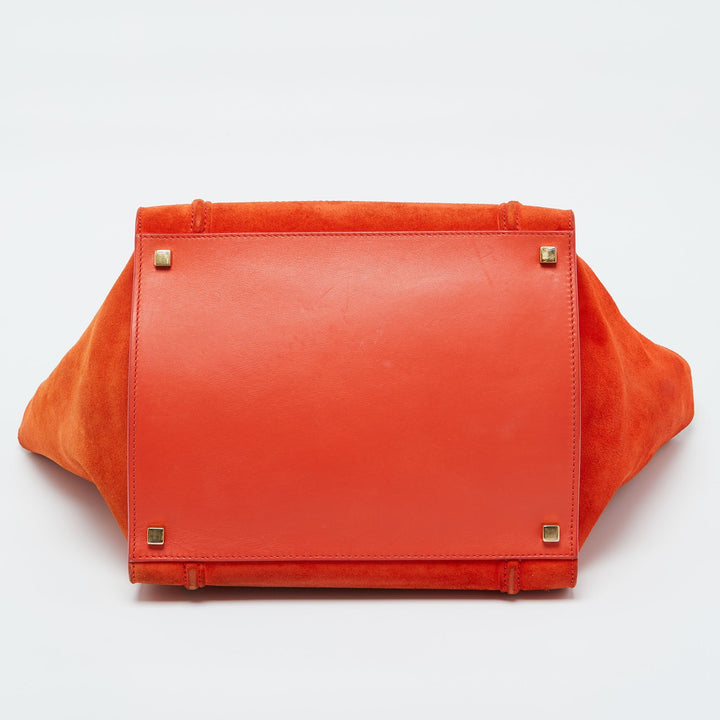 Celine Orange Nubuck and Leather Mini Luggage Tote