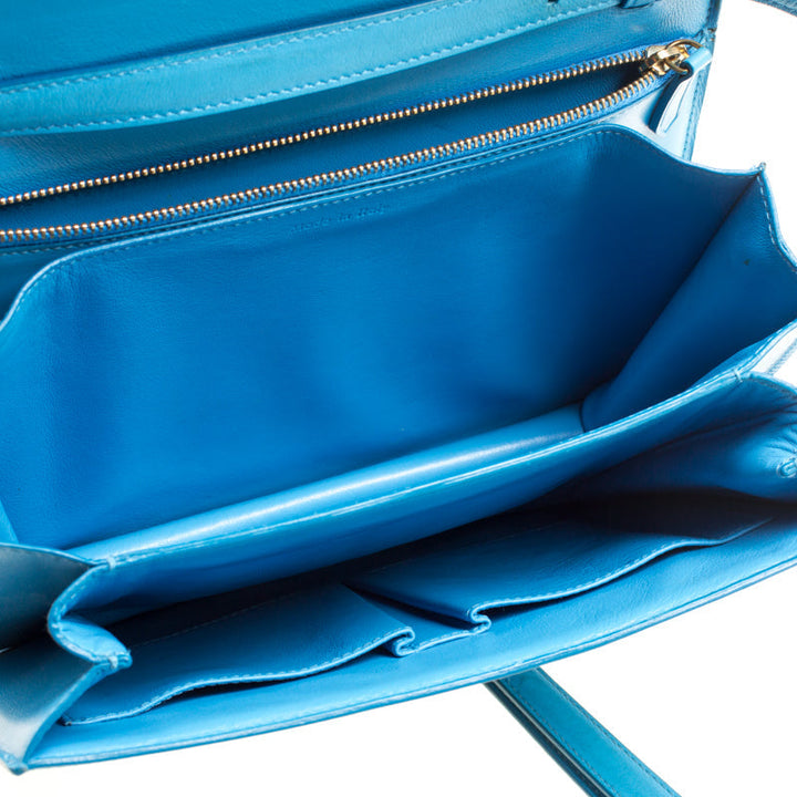 Top Quality Celine Turquoise Leather Medium Classic Box Shoulder Bag