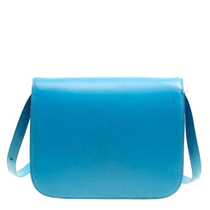 Top Quality Celine Turquoise Leather Medium Classic Box Shoulder Bag