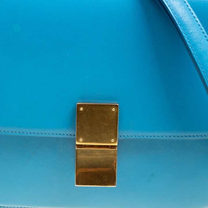 Top Quality Celine Turquoise Leather Medium Classic Box Shoulder Bag