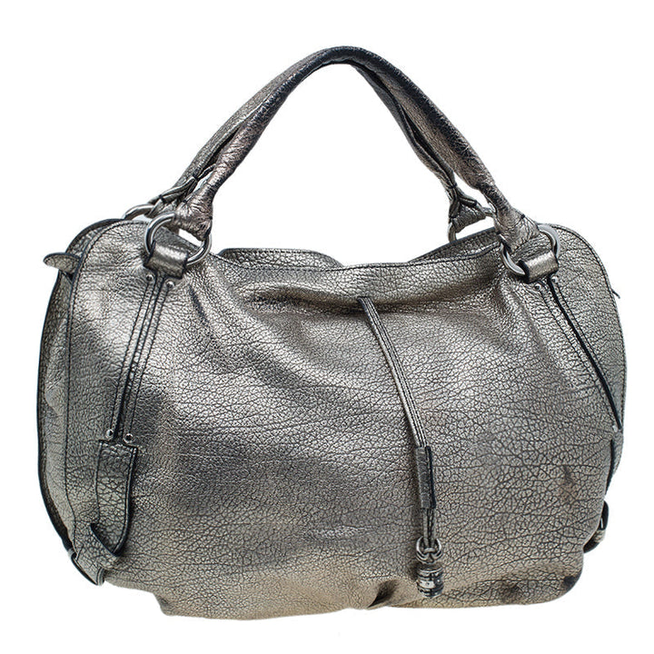 Top Quality Celine Metallic Silver Leather Large Bittersweet Hobo