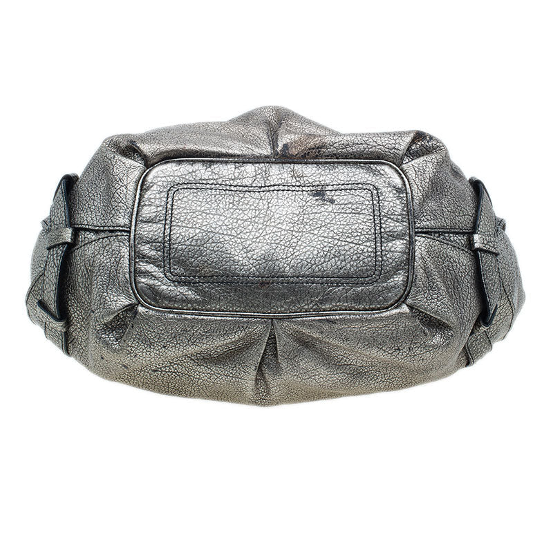 Celine Metallic Silver Leather Large Bittersweet Hobo