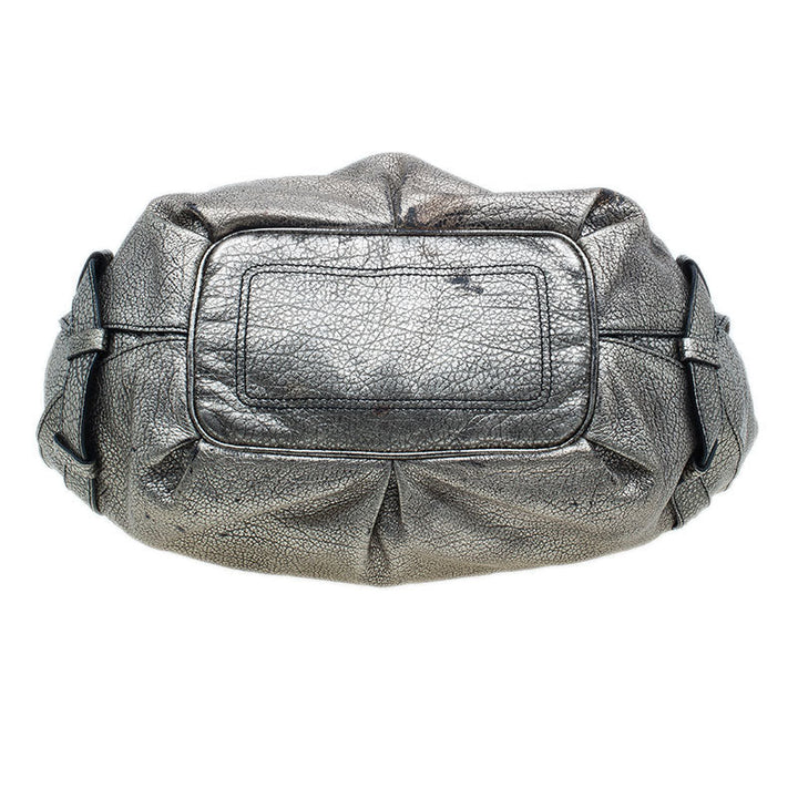 Celine Metallic Silver Leather Large Bittersweet Hobo