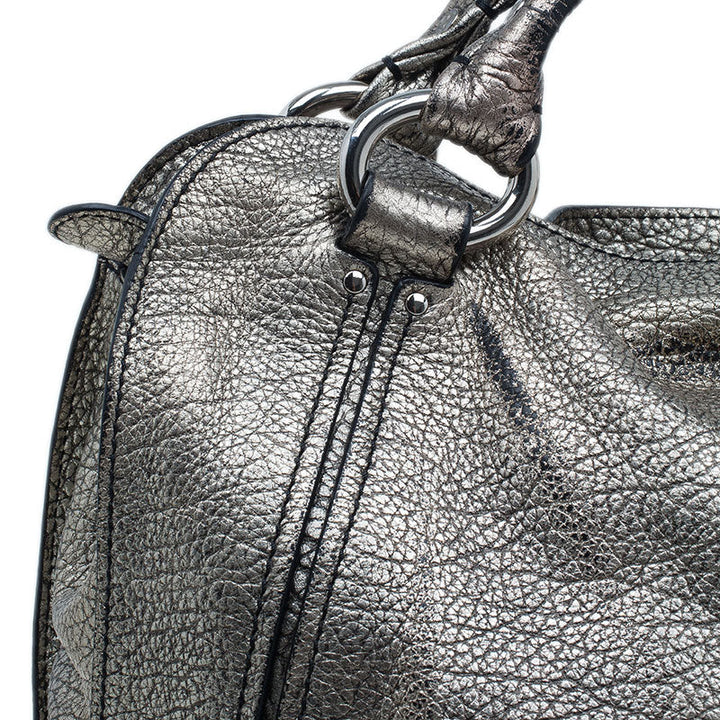 Celine Metallic Silver Leather Large Bittersweet Hobo